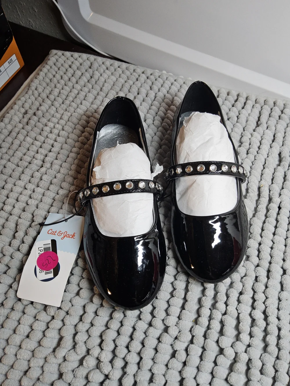Toddler Girls Size 13 Black Brooke BLlet Flats with Stud Embellished